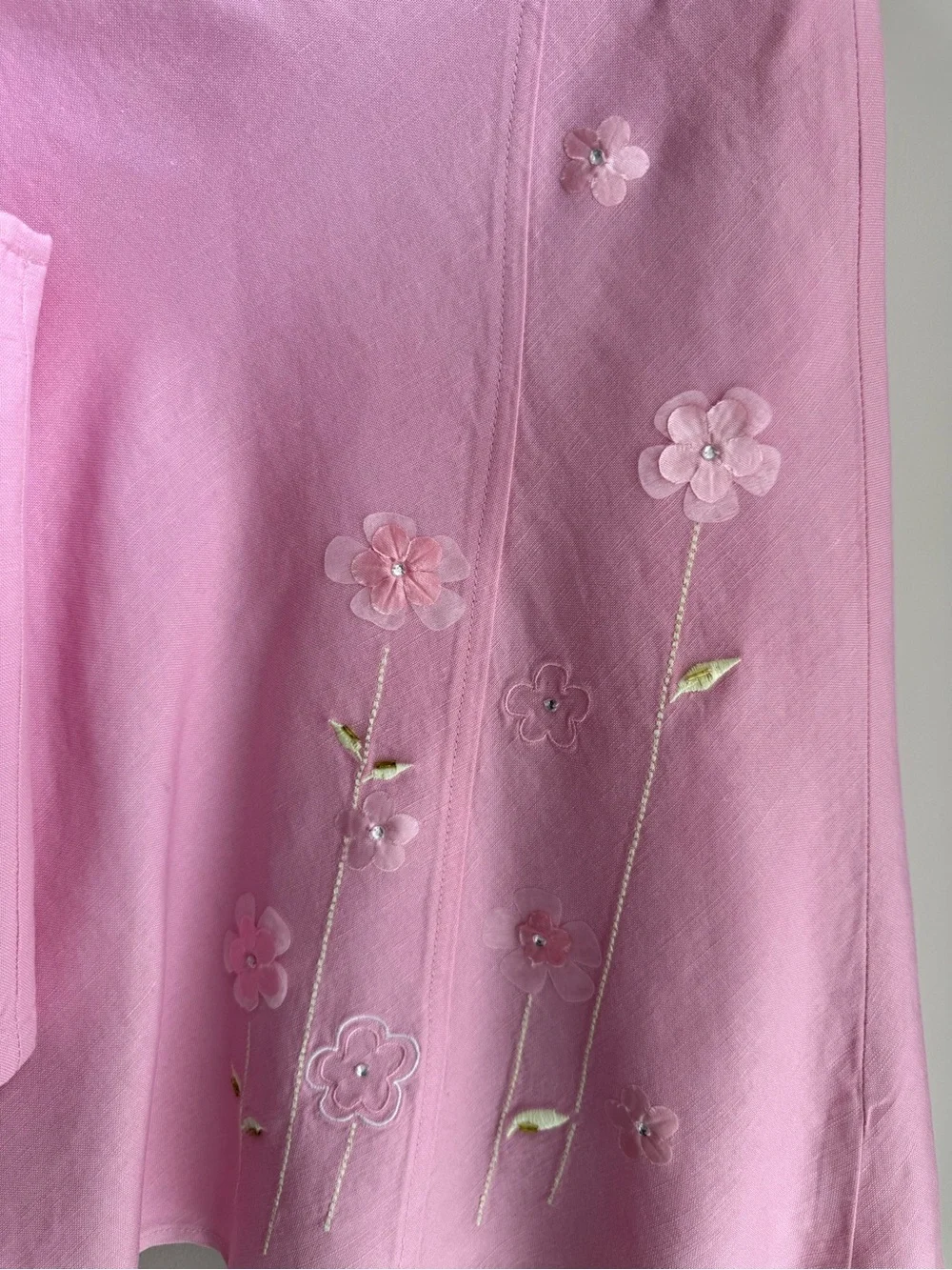 Global I.D. Pink Floral Embroidered Skirt Set